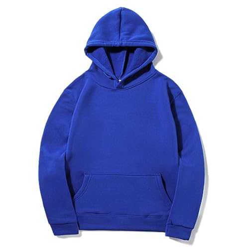 UHouse Hoodie Herren Baumwolle Herbst Kapuzenpullover Leichte Dünne Sweatshirt mit Kapuze Y2k Freizeit Hoody Männer Pullover Einfarbig Kapuzenpulli Kapuzenshirt Sport Sweatshirts Blau 3XL von UHouse