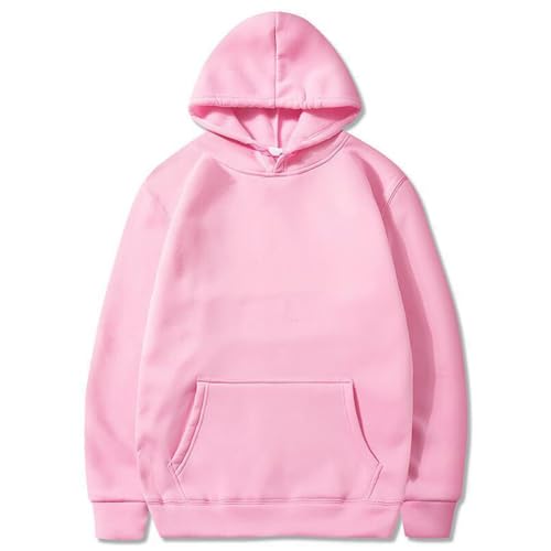 UHouse Hoodie Herren Herbst Kapuzenpullover Leichte Dünne Sweatshirt mit Kapuze Y2k Freizeit Hoody Männer Einfarbig Kapuzenpulli Loose Fit Kapuzenshirt Blitzangebote des Tages Rosa 3XL von UHouse