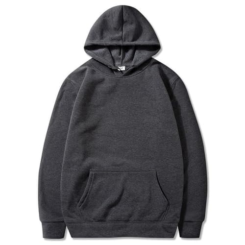 UHouse Hoodie Herren Herbst Kapuzenpullover Leichte Dünne Sweatshirt mit Kapuze Y2k Freizeit Hoody Männer Einfarbig Kapuzenpulli Loose Fit Kapuzenshirt Sale Dunkelgrau 3XL von UHouse