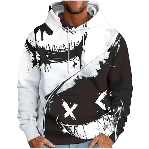 UHouse Hoodie Herren Y2k Kapuzenpullover Baumwolle Freizeit Hoody Männer Herbst Winter Pullover mit Kapuze Coole Sweatshirt Fashion Techwear Streetwear Camouflage Casual Kapuzenpulli weiß L von UHouse