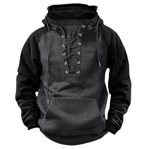 UHouse Hoodie Herren Outdoor Kapuzenpullover Vintage Hoody Männer Freizeit Pullover mit Kapuze Mittelalter Kleidung Einfarbig Winter Herbst Kapuzenpulli mit Kordelzug Grau L UHouse Hoodie Herren Outdoor Kapuzenpullover Vintage Hoody Männer Freizeit Pullover mit Kapuze Mittelalter Kleidung Einfarbig Winter Herbst Kapuzenpulli mit Kordelzug Grau L von UHouse