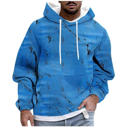 UHouse Hoodie Herren Oversize Sweatshirt Kapuze Tie Dye Pullover Y2k Hoody Männer Bunte Kapuzenpullover Sweatjacke Freizeit Kapuzenpulli Streetwear Blau 4XL von UHouse
