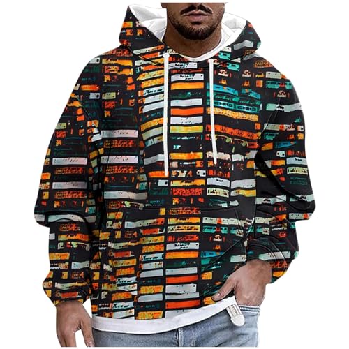 UHouse Hoodie Herren Oversize Sweatshirt mit Kapuze Tie Dye Pullover Y2k Hoody Männer Bunte Kapuzenpullover Sweatjacke Herbst Kapuzenpulli mit Kordelzug Streetwear Bunt 4XL von UHouse