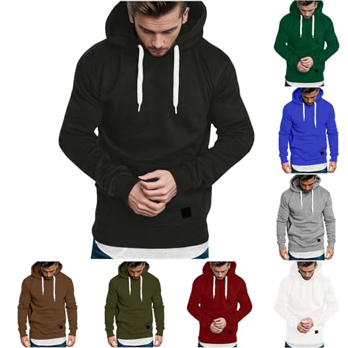UHouse Hoodie Herren Pullover mit Kapuze Basic Kapuzenpullover Herbst Langarmshirt Angebote Sport Sweatshirt Leichte Sweatjacke Große Größen Kapuzenpulli Hoody Männer Blitzangebote Schwarz M von UHouse