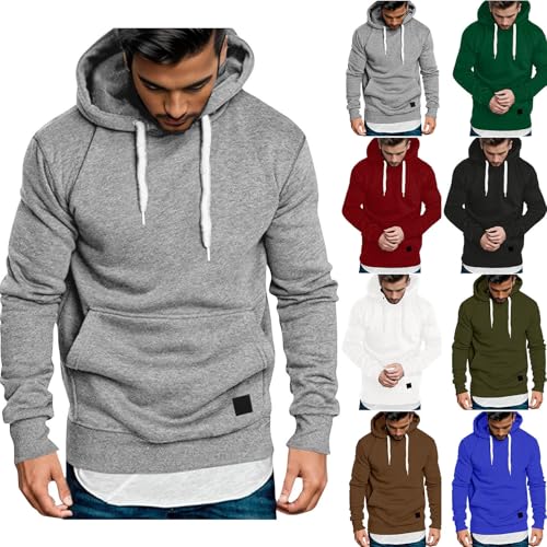 UHouse Hoodie Herren Sport Kapuzenpullover Leichte Hoody Männer Freizeit Pullover mit Kapuze Bequeme Kapuzenpulli Casual Winterpullover Einfarbig Pulli Herbst Kleidung Grau 3XL von UHouse