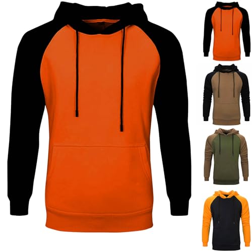UHouse Hoodie Herren Sweatshirt mit Kapuze Baseball Pullover Baumwolle Sport Kapuzenpullover Leichte Hoodies Bunte Hoody Männer Bequeme Kapuzenpulli Sportlich Orange S von UHouse