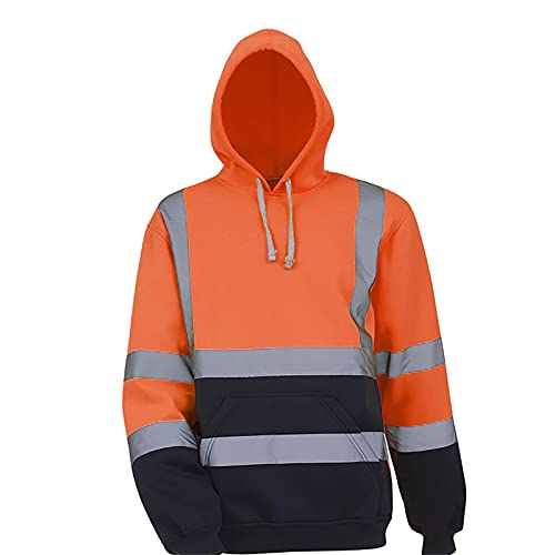 UHouse Hoodie Herren Winter Baumwolle Arbeitspullover mit Kapuze Warnschutz Kapuzenpullover mit Taschen Gefütterte Sweatshirt Sport Hoody Herren-Sweatshirt Angebote des Tages Heute Orange L von UHouse
