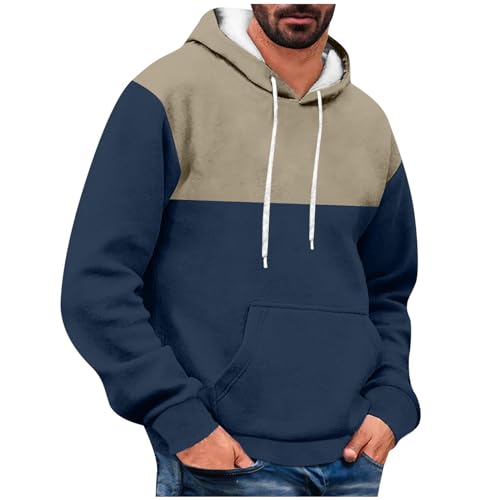 UHouse Hoodie Herren Winter Kapuzenpullover Freizeit Basic Sweatshirt mit Kapuze Warm Hoody Männer Mode Lässig Herren-Sweatshirt mit Taschen Kordelzug Kapuzenshirt Marineblau M von UHouse