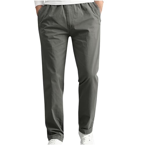 UHouse Hosen Herren Mode Freizeithose Regular Fit Chino Hose Bequeme Stoffhose Leichte Sommerhose Lang Dünner Herrenhosen Freizeit Anzughose Leinenhose Basic Pants Deals of The Day Armeegrün 5XL von UHouse