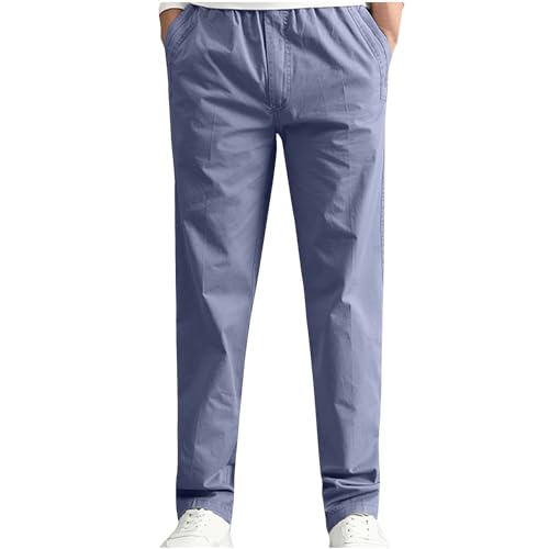 UHouse Hosen Herren Mode Freizeithose Regular Fit Chino Hose Bequeme Stoffhose Leichte Sommerhose Lang Dünner Herrenhosen Freizeit Anzughose Leinenhose Basic Pants Dunkelgrau XL von UHouse