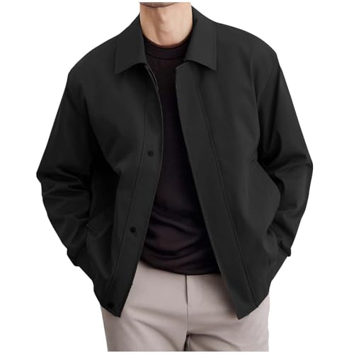 UHouse Jacke Herren Bomberjacke Herbst Fleece Blouson Jacken Mode Hemdjacke Leichte Herren-Jacken Coole Winterjacke Freizeit Sportjacke Locker Arbeitsjacke Overshirt Sale Schwarz M von UHouse
