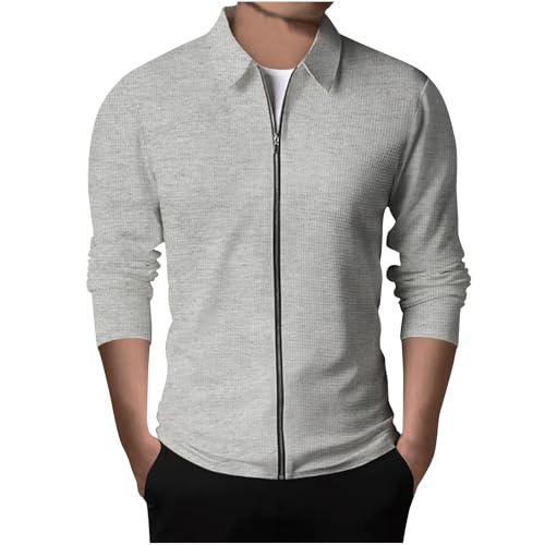 UHouse Jacke Herren Freizeit Hemdjacke Leichte Dünne Übergangsjacke Mode Herren-Jacken mit Reißverschluss Blouson Herbst Softshelljacke Oversized Bomberjacke Meine Bestellungen Grau 4XL von UHouse