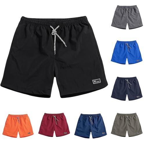 UHouse Kurze Hosen Herren Badehose Sommer Sporthose Oversize Badeshort Dünne Short Schnelltrocknend Strand Shorts Hawaii Freizeitshorts Männer Trainingsshorts Schwarz 4XL von UHouse