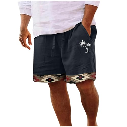 UHouse Kurze Hosen Herren Sommer Oversize Shorts Freizeit Leinenhose Kurz Leinen Freizeithose Baggy Herren-Shorts Männer Leinenshorts Große Größen Sommershorts Warehouse Deals Angebote Dunkelgrau L von UHouse