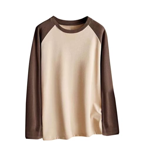 UHouse Langarmshirt Herren Tshirt Langarm Basic Shirt Rundhals Longsleeve Pyjama Baumwolle Schlafanzugoberteile Lässig Schlafanzug Leichte Sweatshirt Freizeit T-Shirt Angebote Des Tages Heute Khaki XL von UHouse