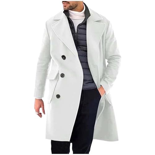 UHouse Mantel Herren Lang Wollmantel Elegant Wintermantel Wolle Trenchcoat Blitzangebote Freizeit Übergangsmantel Slim Fit Mäntel mit Taschen Oversized Herbstmantel Blitzangebote Grau 4XL von UHouse