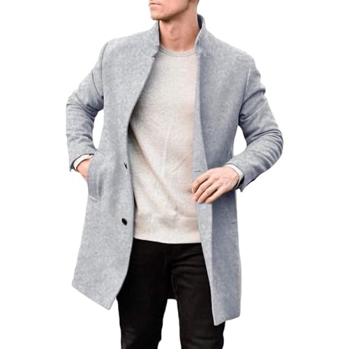 UHouse Mantel Herren Wolle Wintermantel Slim Fit Wollmantel Trenchcoat Leichte Übergangsmantel Bequeme Herren-Mäntel Große Größen Kurzmantel Business Herrenmantel Meine Bestellungen Anzeigen Grau XXL von UHouse
