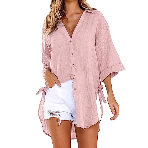 UHouse Musselin Bluse Damen Longbluse Sommer Oversize Leinenbluse Bluse Bikini Cover Up Elegant Blusen Loose Fit Hemdbluse Lang Strand Sommerbluse Meine Bestellungen Anzeigen Leinen Tunika Rosa 5XL UHouse Musselin Bluse Damen Longbluse Sommer Oversize Leinenbluse Bluse Bikini Cover Up Elegant Blusen Loose Fit Hemdbluse Lang Strand Sommerbluse Meine Bestellungen Anzeigen Leinen Tunika Rosa 5XL von UHouse