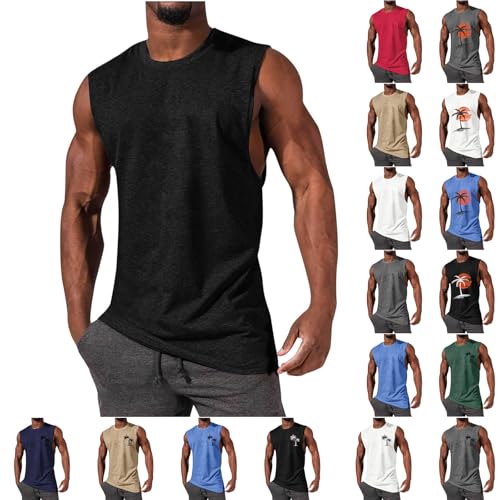 UHouse Oversize Tank Top Herren Sport Muskelshirt Männer Sommer Tanktop Baumwolle Trägershirt Rundhals Ärmellose Tshirt Hawaii Unterhemd Gym Axelshirt Große Größen Achselshirt Schwarz M UHouse Oversize Tank Top Herren Sport Muskelshirt Männer Sommer Tanktop Baumwolle Trägershirt Rundhals Ärmellose Tshirt Hawaii Unterhemd Gym Axelshirt Große Größen Achselshirt Schwarz M von UHouse