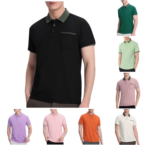 UHouse Poloshirt Herren Kurzarm Tennis Tshirt Sport Polohemd Sommer Polo Shirt Slim Fit Golf T-Shirt Männer mit Brusttasche Kurzarmshirt Lässig Leichte Golfshirt Atmungsaktiv Deals Armeegrün L von UHouse