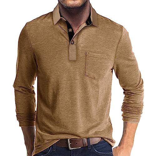 UHouse Poloshirt Herren Langarm Shirt Basic Baumwolle Langarmshirt mit Knopfleiste Mode Longsleeve Polohemd mit Brusttasche Leichte Sommershirt Regular Fit Polo Shirt Warehouse Deal Khaki L UHouse Poloshirt Herren Langarm Shirt Basic Baumwolle Langarmshirt mit Knopfleiste Mode Longsleeve Polohemd mit Brusttasche Leichte Sommershirt Regular Fit Polo Shirt Warehouse Deal Khaki L von UHouse