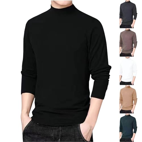 UHouse Pullover Herren Basic Langarmshirt Mode Longsleeve Oversize Rollkragenshirt Leichte Pulli Warehouse Deal Einfarbig Pullunder Dünne Rollkragenpullover Lässig Sweatshirt Sale Angebote Schwarz XL von UHouse