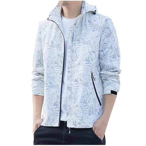 UHouse Regenjacke Herren Wasserdicht Softshelljack Atmungsaktiv Übergangsjacke mit Kapuze Windjacke Leichte Dünne Jacke Kapuzenjacke Herbstjacke Trainingsjacke Outlet Amazon Grau XXL von UHouse