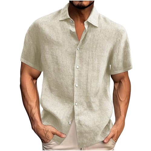 UHouse Sale Leinenhemd Herren Kurzarm Sommer Hemd Baumwolle Leinen Hemden Modische Freizeithemd 2025 Kurzarmhemd Loose Fit Hawaiihemd Musselin Fischerhemd Einfarbig Beige 3XL UHouse Sale Leinenhemd Herren Kurzarm Sommer Hemd Baumwolle Leinen Hemden Modische Freizeithemd 2025 Kurzarmhemd Loose Fit Hawaiihemd Musselin Fischerhemd Einfarbig Beige 3XL von UHouse