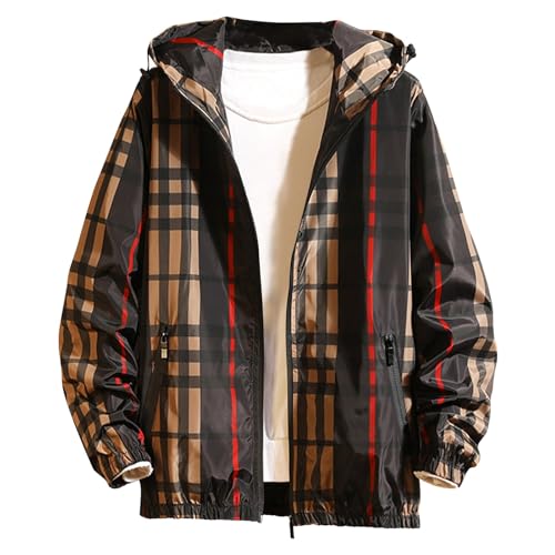 UHouse Softshelljacke für Herren Karierte Kapuzenjacke Freizeit Windjacke Herbst Herren-Jacken mit Kapuze Leichte Übergangsjacke Bequeme Windbreaker Casual Winterjacke Meine Bestellungen Schwarz M von UHouse