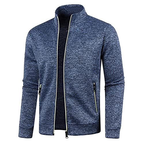 UHouse Sweatjacke Herren ohne Kapuze Freizeit Jacke Oversize Übergangsjacke Sport Jacken Leichte Dünne Sportjacke Outdoor Trainingsjacke Herbst Bomberjacke Marineblau 3XL von UHouse