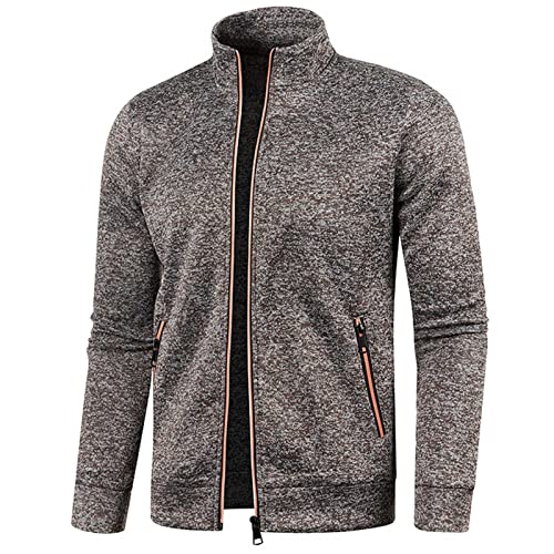 UHouse Sweatjacke Herren ohne Kapuze Freizeit Jacke Oversize Übergangsjacke Sport Jacken Leichte Dünne Sportjacke Outdoor Trainingsjacke Herbst Bomberjacke Kaffee M von UHouse