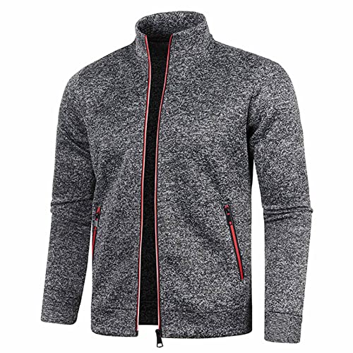 UHouse Sweatjacke Herren ohne Kapuze Freizeit Jacke Oversize Übergangsjacke Sport Jacken Leichte Dünne Sportjacke Outdoor Trainingsjacke Herbst Bomberjacke Dunkelgrau 3XL von UHouse