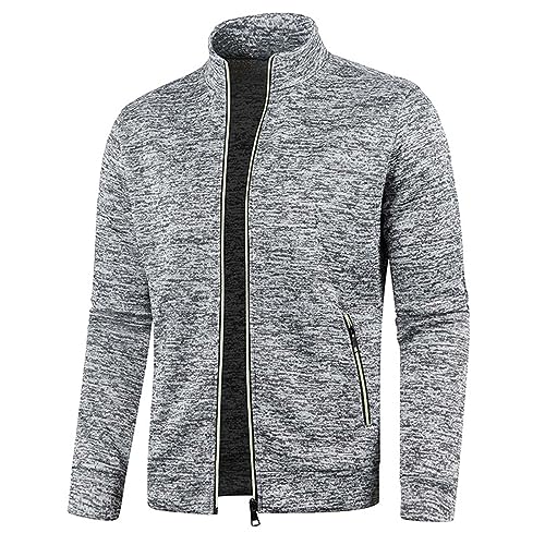 UHouse Sweatjacke Herren ohne Kapuze Freizeit Jacke Oversize Übergangsjacke Sport Jacken Leichte Dünne Sportjacke Outdoor Trainingsjacke Herbst Bomberjacke Grau XXL von UHouse