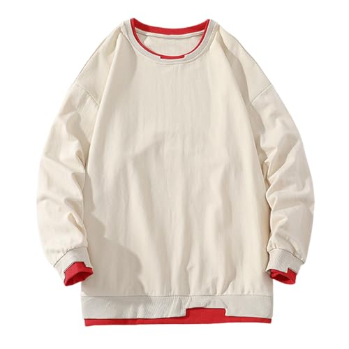 UHouse Sweatshirt Herren Freizeit Pullover Basic Sweatshirts Herbst Mode Pullunder Rundhals Pulli ohne Kapuze Bequeme Langarmshirt Sport Arbeitspullover Lässig Sweater Khaki L von UHouse