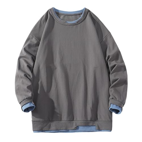 UHouse Sweatshirt Herren Freizeit Pullover Basic Sweatshirts Herbst Mode Pullunder Rundhals Pulli ohne Kapuze Bequeme Langarmshirt Sport Arbeitspullover Lässig Sweater Dunkelblau 3XL von UHouse