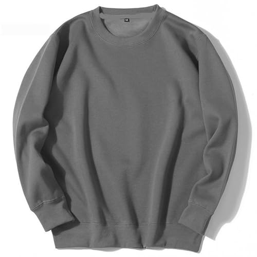 UHouse Sweatshirt Herren Herbst Herren-Sweatshirt ohne Kapuze Loose Fit Pullover Bequeme Langarmshirt Leicht Sweater Blitzangebote Arbeitspullover Große Größen Pulli Deals of The Day Dunkelgrau XL von UHouse