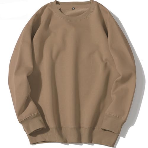 UHouse Sweatshirt Herren Herbst Herren-Sweatshirt ohne Kapuze Loose Fit Pullover Bequeme Langarmshirt Leicht Sweater Blitzangebote Arbeitspullover Große Größen Pulli Warehouse Deal Braun M von UHouse