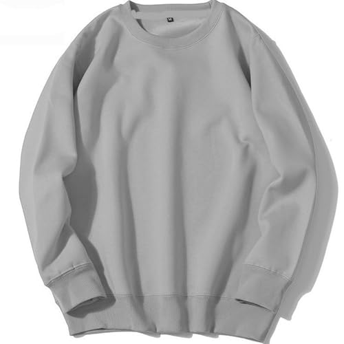 UHouse Sweatshirt Herren Herbst Herren-Sweatshirt ohne Kapuze Loose Fit Pullover Bequeme Langarmshirt Leicht Sweater Blitzangebote Arbeitspullover Große Größen Pulli Warehouse Deal Grau M von UHouse