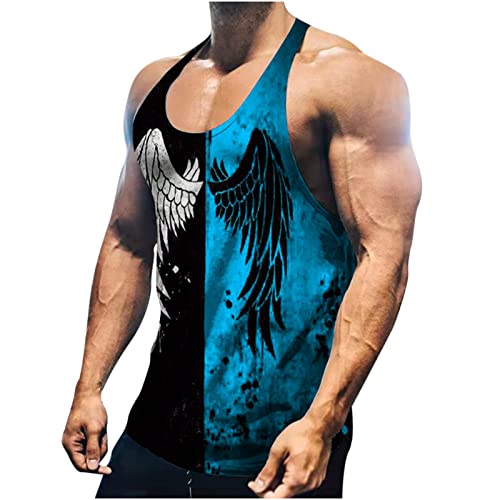 UHouse Tank Top Herren Angebote des Tages Heute Gym Herren-Unterhemden Leichte Tanktop Freizeit Top Basic Tanktop Bequeme Muskelshirt Einfarbig Top Baumwolle Ärmellose Tshirt Warehouse Deal Blau XL von UHouse