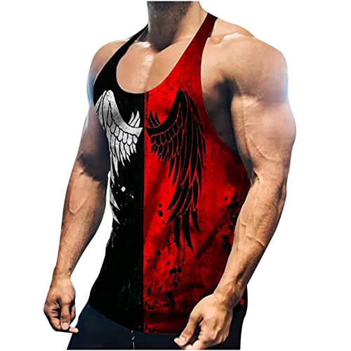 UHouse Tank Top Herren Angebote des Tages Heute Gym Top Basic Unterhemd Freizeit Axelshirt Leichte Trägershirt Bequeme Trägershirt Casual Tank Tops Baumwolle Unterhemd Warehouse Deal Rot M von UHouse