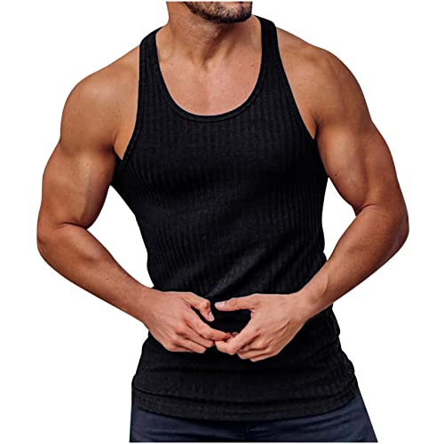 UHouse Tank Top Herren Baumwolle Tanktop Sport Muskelshirt Slim Fit Achselshirt Stretch Unterhemd Leichte Herren-Unterhemden Fitness Trägershirt Große Größen Axelshirt Blitzangebote Schwarz XXL von UHouse