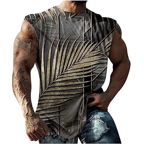 UHouse Tank Top Herren Gym Muskelshirt Männer Oversize Tanktop Sommer Ärmellose Tshirt Rundhals Trägershirt Hawaii Unterhemd Sport Axelshirt Große Größen Achselshirt Leicht Angebote Dunkelgrau XL von UHouse
