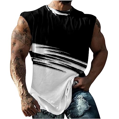 UHouse Tank Top Herren Gym Muskelshirt Männer Oversize Tanktop Sommer Ärmellose Tshirt Rundhals Trägershirt Hawaii Unterhemd Sport Axelshirt Große Größen Achselshirt Leicht Schwarz 5XL von UHouse