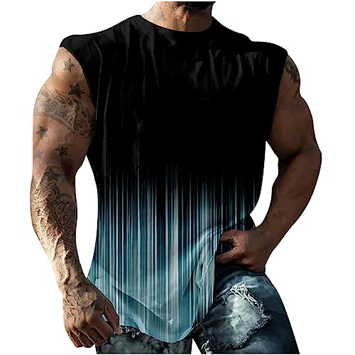 UHouse Tank Top Herren Gym Muskelshirt Männer Oversize Tanktop Sommer Ärmellose Tshirt Rundhals Trägershirt Hawaii Unterhemd Sport Axelshirt Große Größen Achselshirt Leicht Sale Dunkelblau 5XL von UHouse
