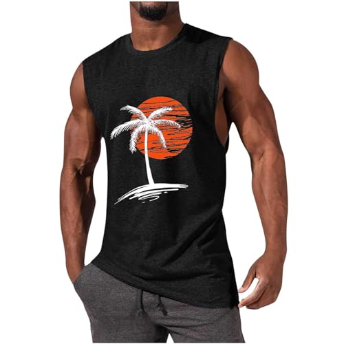 UHouse Tank Top Herren Sport Muskelshirt Männer Sommer Tanktop Baumwolle Oversize Trägershirt Rundhals Ärmellose Tshirt Hawaii Unterhemd Gym Axelshirt Große Größen Amazon Angebote Schwarz XL von UHouse