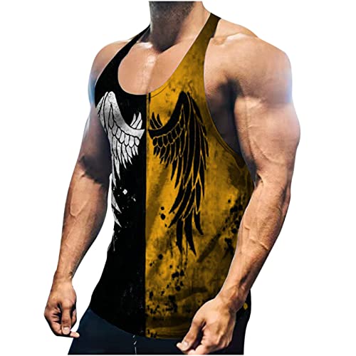 UHouse Tanktop Herren Angebote des Tages Heute Basic Herren-Unterhemden Basic Unterhemd Sommer Herren-Unterhemden Strand Axelshirt Vintage Achselshirt Regular Fit T Shirt Baumwolle T Shirt Gold 3XL von UHouse