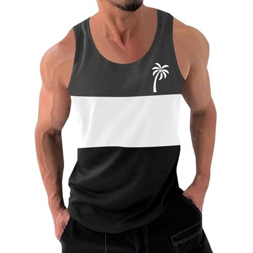 UHouse Tanktop Herren Leichte Axelshirt Leichte Axelshirt Farbblock Axelshirt Freizeit Axelshirt Baumwolle Unterhemd Loose Fit Ärmellose Tshirt Hawaii Tshirt Warehouse Deals Angebote Dunkelgrau XXL von UHouse