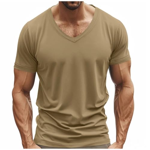 UHouse Tshirt Herren Sommer Muskelshirt Kurzarm Männer Gym T-Shirt V-Ausschnitt Sport Herren-T-Shirt Lässig Longshirt Leichte Sportshirt Freizeit Shirt Große Größen Angebote des Tages Heute Khaki 3XL UHouse Tshirt Herren Sommer Muskelshirt Kurzarm Männer Gym T-Shirt V-Ausschnitt Sport Herren-T-Shirt Lässig Longshirt Leichte Sportshirt Freizeit Shirt Große Größen Angebote des Tages Heute Khaki 3XL von UHouse