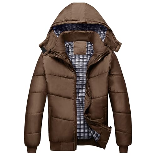 UHouse Winterjacke Herren Steppjacke mit Kapuze Leichte Daunenjacke Warm Jacken Baumwolle Puffer Jacke Winter Softshelljacke Bequeme Übergangsjacke Outdoor Windjacke Braun XXL von UHouse