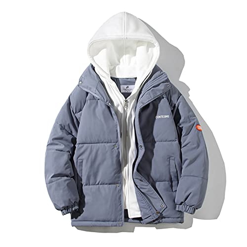 UHouse Winterjacke Herren Baumwolle Arbeitsjacke Winter Windjacke Dicke Puffer Jacke Fashion Daunenjacken Modische Daunenjacken mit Kapuze Daunenjacken Dickes Daunenjacken Warehouse Deal Blau XL von UHouse